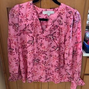 LOFT Vibrant Pink Floral Blouse